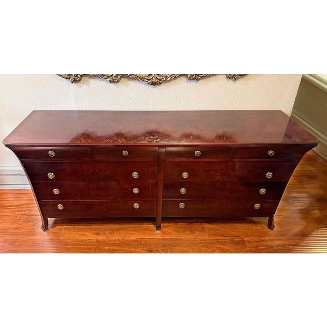 This is a beautiful solid mahogany credenza in very good condition. It features classic, elegant lines with a rich, deep...