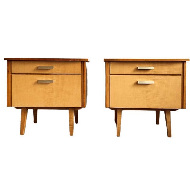 Mid-Century Modern Danish Bedside Tables in Duo-Tone Wood, 1950s, Set of 2 For Sale - Image 4 of 11