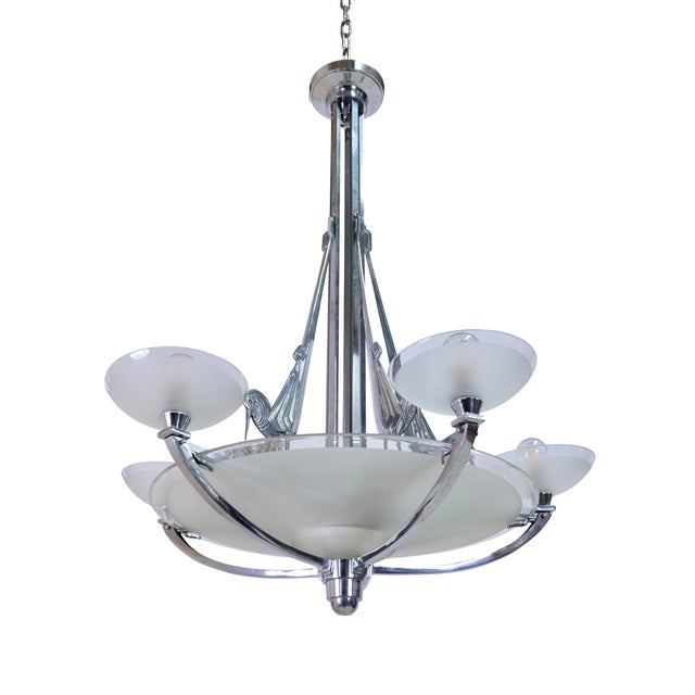 Ceiling Lamp with Bird Motif with Original Chrome Plating, 1930s, in Good conditions. Designed 1920 to 1949 Up to 250V...