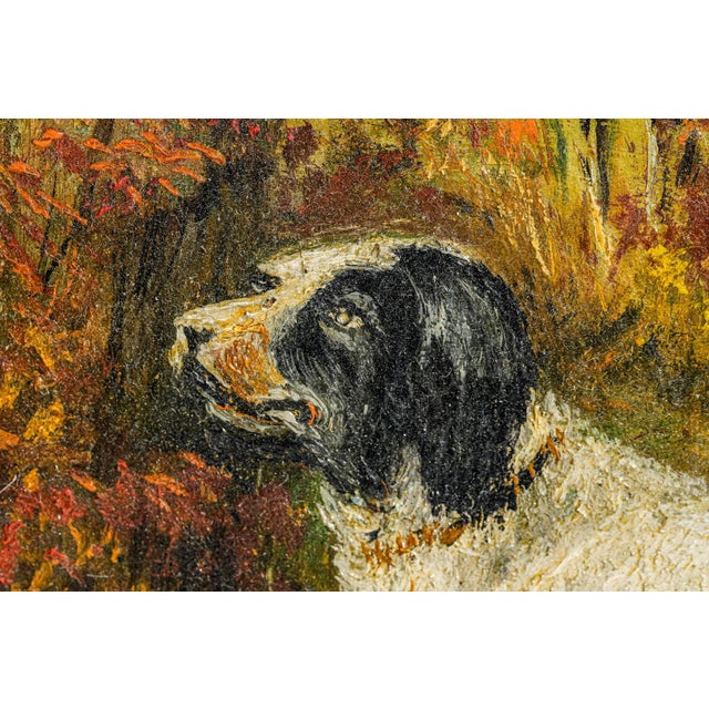 1900 - 1909 Nice Antique Framed Oil Painting Dog Country Hunting Scene Artist Signed Home Wall Decor For Sale - Image 5 of 18