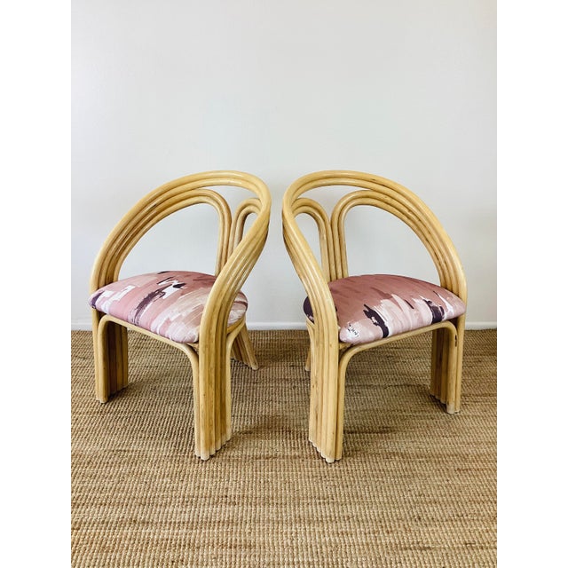 Vintage 1980s Natural Rattan Bent Dining Chairs, Set of 4 For Sale - Image 9 of 11