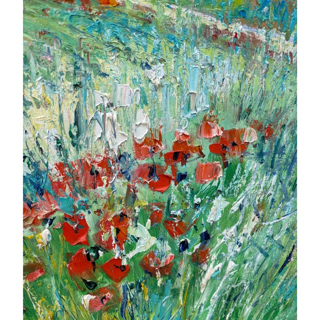 Mid‑Century Yolanda Ardissonne “Poppies” Oil on Canvas Landscape Painting For Sale - Image 4 of 7