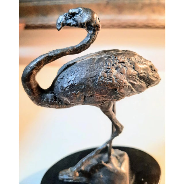 Hollywood Regency Vintage Bronze Flamingo Bird Figurine For Sale - Image 3 of 7