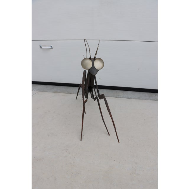 Signed Steel Praying Mantis Sculpture For Sale - Image 4 of 8