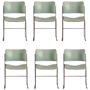 1970s Vintage Teal and Chrome David Rowland 40/4 Stacking Chairs- Set of 6