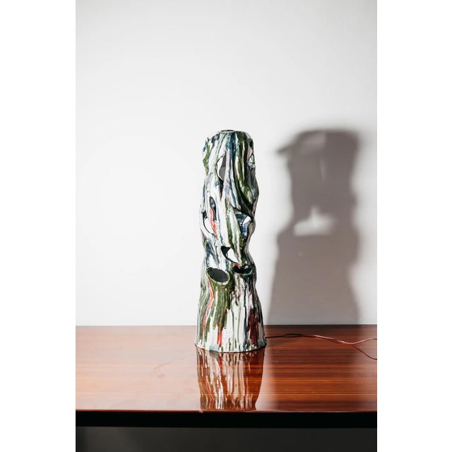 1970s Sculptural Perforated Ceramic Lamp by Ernesto Treccani, 1960s For Sale - Image 5 of 15