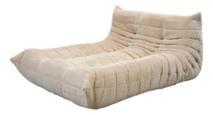 Togo Chaise Lounge in White Curduroy Fabric attributed to Michel Ducaroy for Ligne Roset, 1974