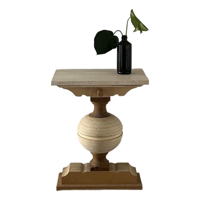 Eclectic Neo-Classical Travertine Top Console For Sale