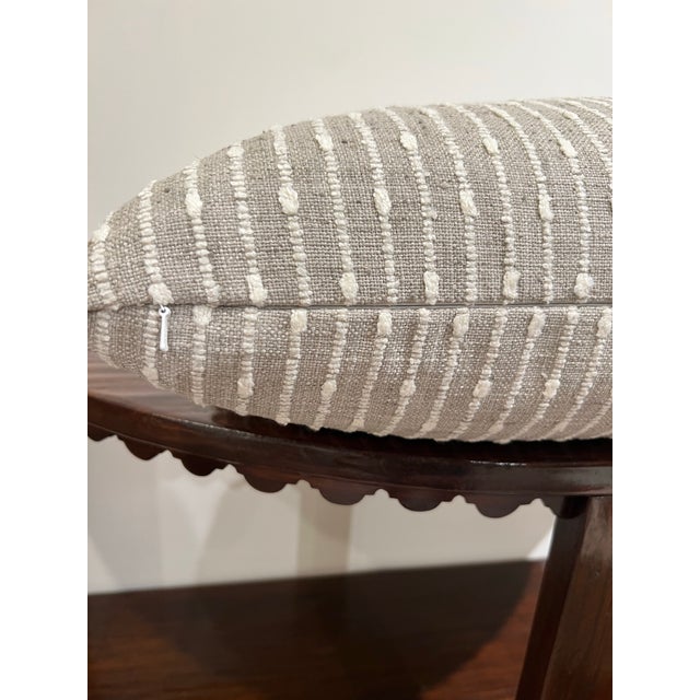 2020s Pair of Gray and Ivory Stripe Throw Pillows – Textured Modern Neutral For Sale - Image 5 of 5