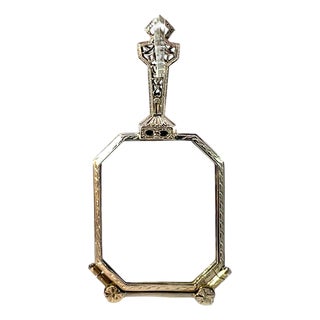 Antique Victorian 14k White Gold Folding Lorgnette Opera Glasses Pendant For Sale