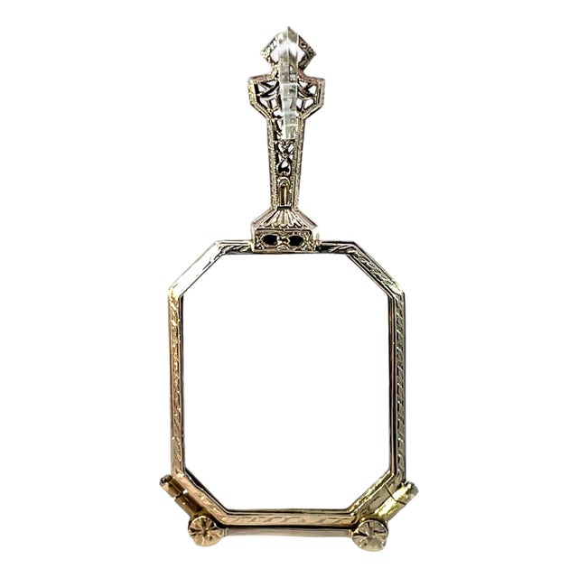 Antique Victorian 14k White Gold Folding Lorgnette Opera Glasses Pendant For Sale