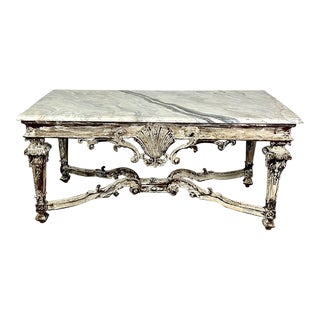 Italian Faux Marble Top Centre or Dining Table, Gustavian, Paint Distressed For Sale
