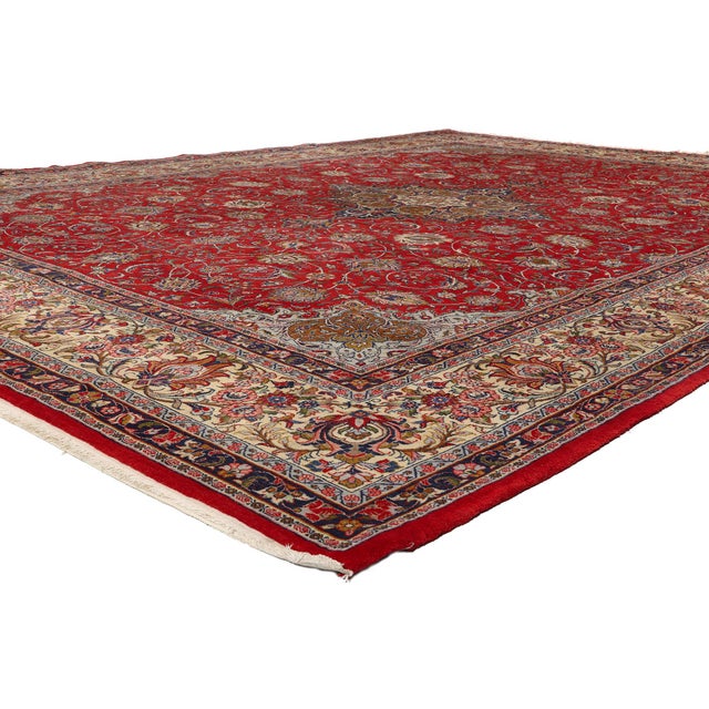 78700 Vintage Red Persian Kashan Rug, 09'09 x 13'01. Persian Kashan rugs are intricately designed handcrafted rugs...