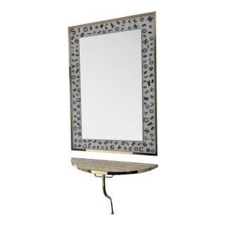 1970s Brass and Milk Glass Mirror For Sale