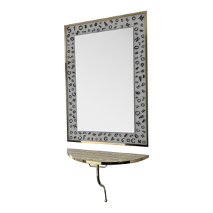 1970s Brass and Milk Glass Mirror