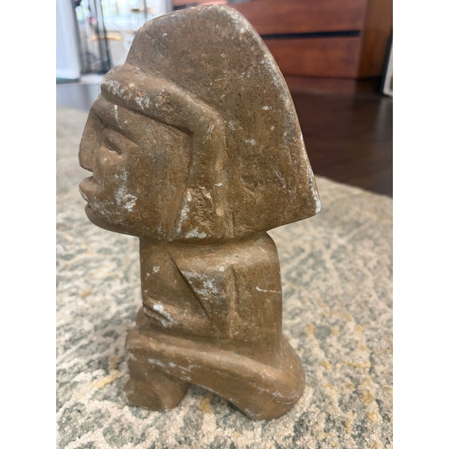 Mexican Sitting Toltec Stone Figurine For Sale - Image 3 of 3