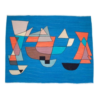 Paul Klee - Sailing Boats - Inspired Silk Hand Woven Area - Wall Rug 4′7″ × 5′12″ For Sale