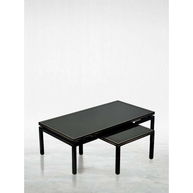 Vintage Black Glass Nesting Table by Pierre Vandel, 1970s, Set of 2 For Sale - Image 9 of 9
