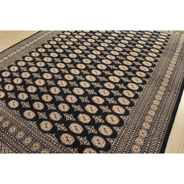 Tribal Bokhara Rug 9’2” X 12′ Black Wool Tribal Hand-Knotted Oriental Carpet For Sale - Image 3 of 13