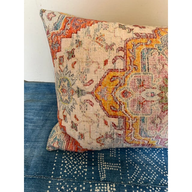Art Nouveau Boho Chic Antiqued Persian Rug Colorful Woven Cotton Lumbar Pillow New For Sale - Image 3 of 11
