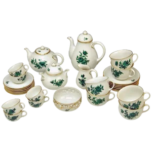 Viennese Form Schubert Maria Theresia Mocha or Tea Service for 6 from Augarten, 1970s, Set of 29