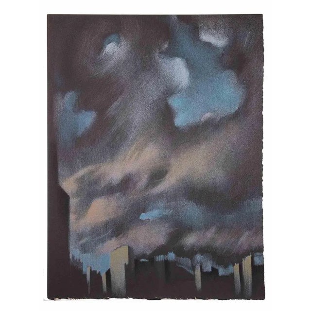 Urban Landscape with Clouds is an original mixed media, realized by Bernadette Kelly in about 1980 s. The artwork is not...