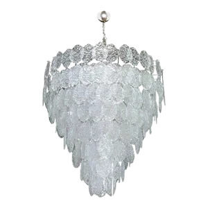Vintage Italian Chandelier With Clear Murano Oval Discs, 1960's