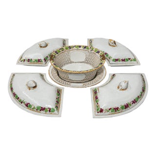 6 Pc, Chinese Export "Grapevine" Reticulated Porcelain Dessert Service, C. 1800 For Sale