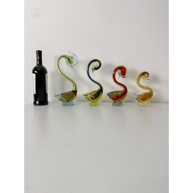 1970s Swans in Submerged Polychrome Murano Glass in the style of Cenedese, 1970, Set of 4 For Sale - Image 5 of 18