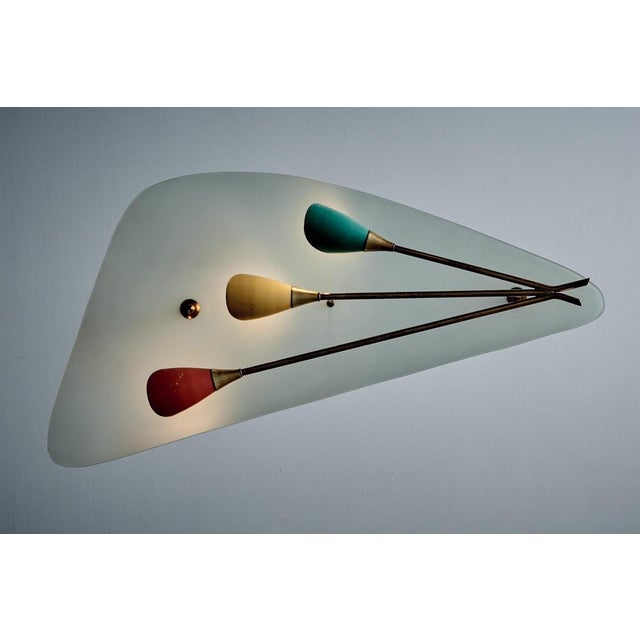 Gray Sculptural Pendant Light with Sweeping Frosted Glass Shade, Italy, 1950s For Sale - Image 8 of 14