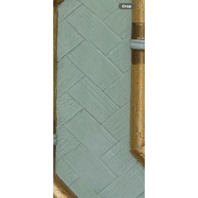 Late 20th Century 1980s Octagonal Parcel Gilt & Pistachio Faux Bamboo Mirror by Turtle and Cran For Sale - Image 5 of 12