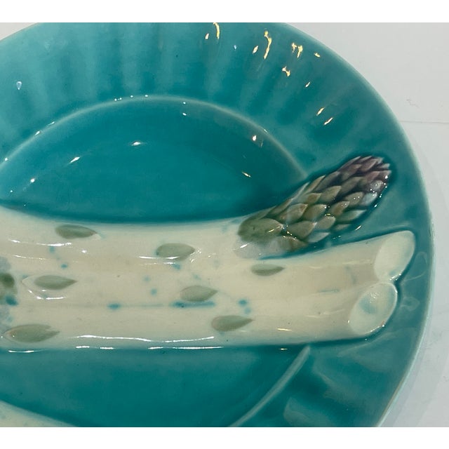 This is a wonderful example of French majolica. This French Majolica Asparagus Plate by Luneville , was made C.1890 Very...