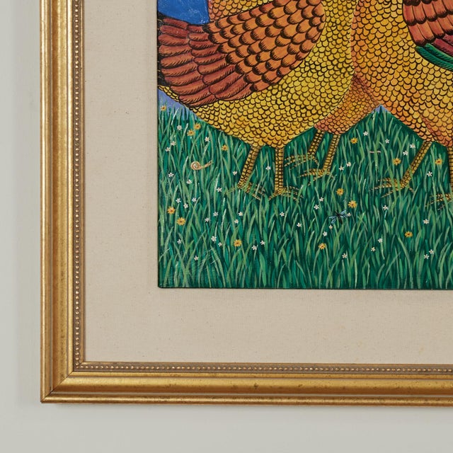 Wood Vintage Painting of Roosters by Sara Barnes For Sale - Image 7 of 14