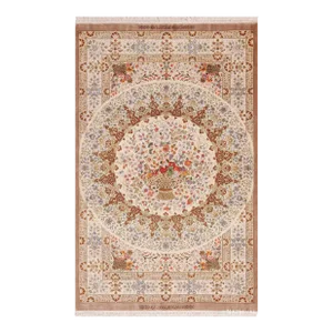 Nazmiyal Collection Floral Vintage Persian Silk Qum Rug