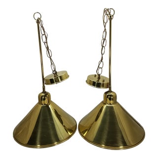 Vintage Brass Pendant Lighting, A Pair For Sale