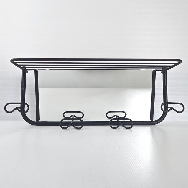 Mid-Century Modern Vintage Rockabilly Wall-Mounted Coat Rack with Mirror, 1950s For Sale - Image 3 of 11