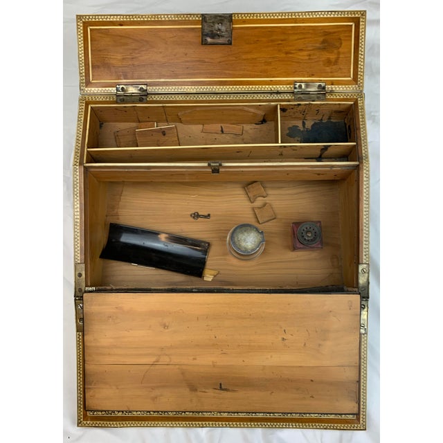 Wood Late 19th Century Antique Campaign Lap Desk For Sale - Image 7 of 12