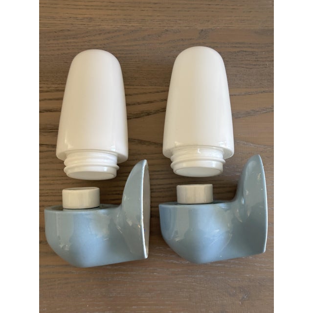 Mid-Century Modern Model 6067 Sconces in Ceramic by Wilhelm Wagenfeld for Lindner, 1958, Set of 2 For Sale - Image 3 of 15