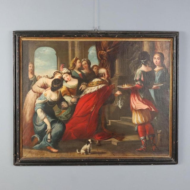 Biblical Scene of King Solomon's Idolatry, Oil on Canvas For Sale - Image 15 of 15