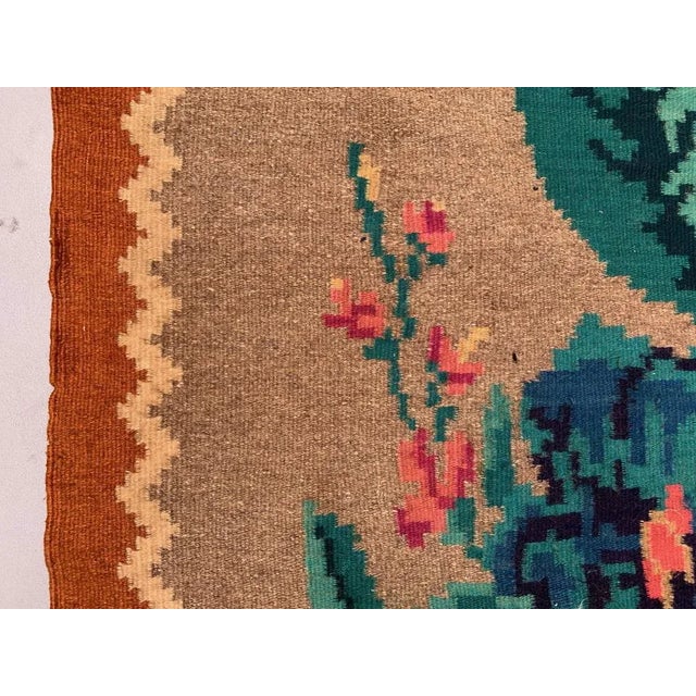 Textile Large Vintage Moldovan Wool Square Kilim Rug For Sale - Image 7 of 11