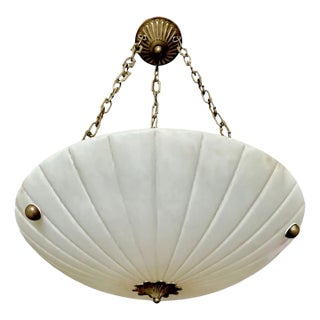 1970s Directoire Style French Alabaster Pendant Chandelier For Sale
