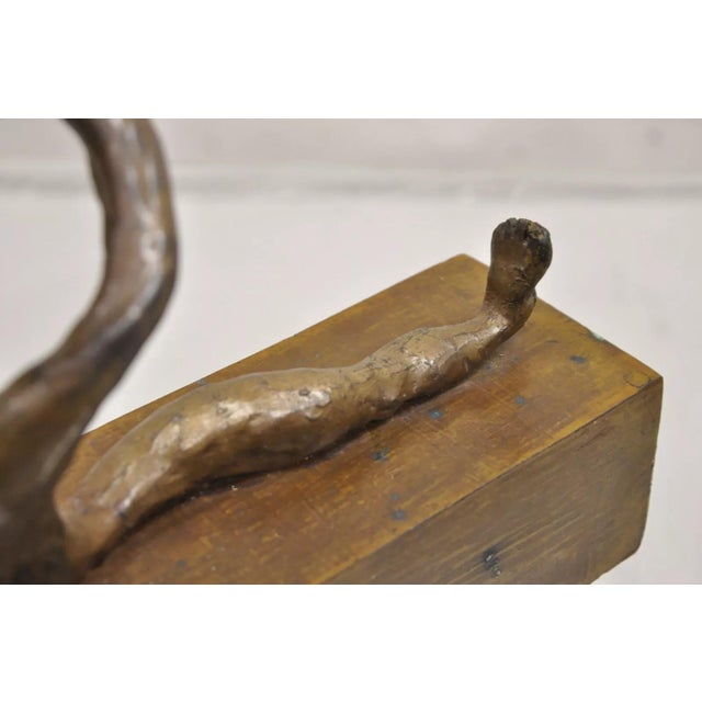 Sheryl C. Benjamin Brutalist Modern Abstract Bronze Serpent Figure Sculpture For Sale In Philadelphia - Image 6 of 12