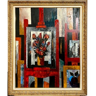 Tony Agostini, Large Modernist Colorful Atelier French Expressionist Oil Painting Tony Agostini, 1958 For Sale