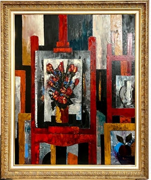 Tony Agostini, Large Modernist Colorful Atelier French Expressionist Oil Painting Tony Agostini, 1958