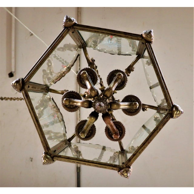 Circa 1800 French Louis XIV Bronze Lantern With Cut Glass Panels For Sale - Image 11 of 13