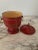 Mid Century French Scarlet and Gold Tole Covered Urn Ice Bucket For Sale - Image 10 of 12