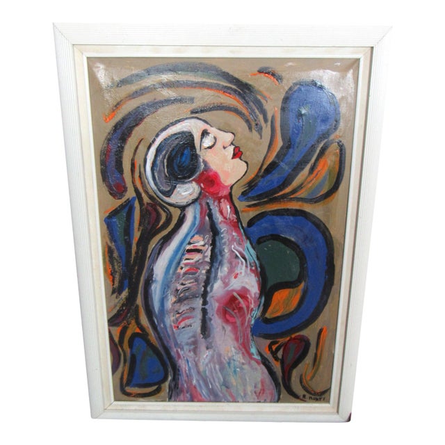 Mid-Century Painting by R. Monti For Sale