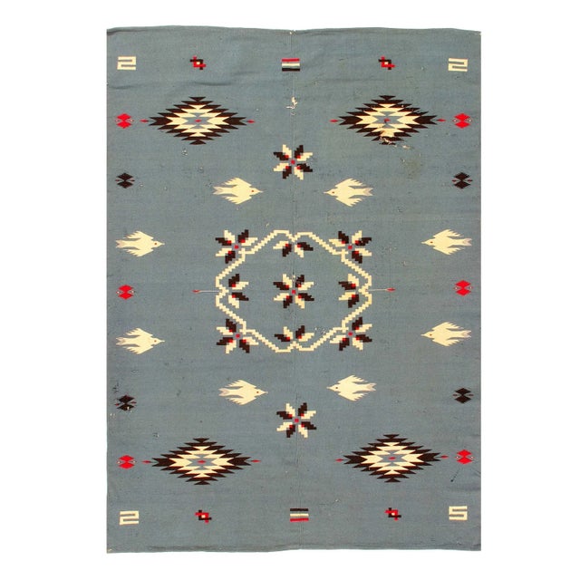 1980s Fine Hand Knotted Flat Weave Shiraz Rug For Sale - Image 4 of 4