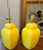 Yellow Mid Century Yellow Ceramic Lamps With Original Green Shades For Sale - Image 8 of 8