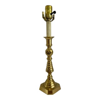 1970s Georgian Style Brass Candlestick Lamp For Sale